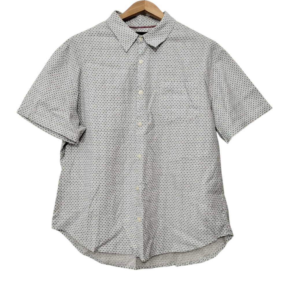JACHS New York Mens Cotton-Linen Blend Short Sleeve Button Up Shirt Size XL Gray